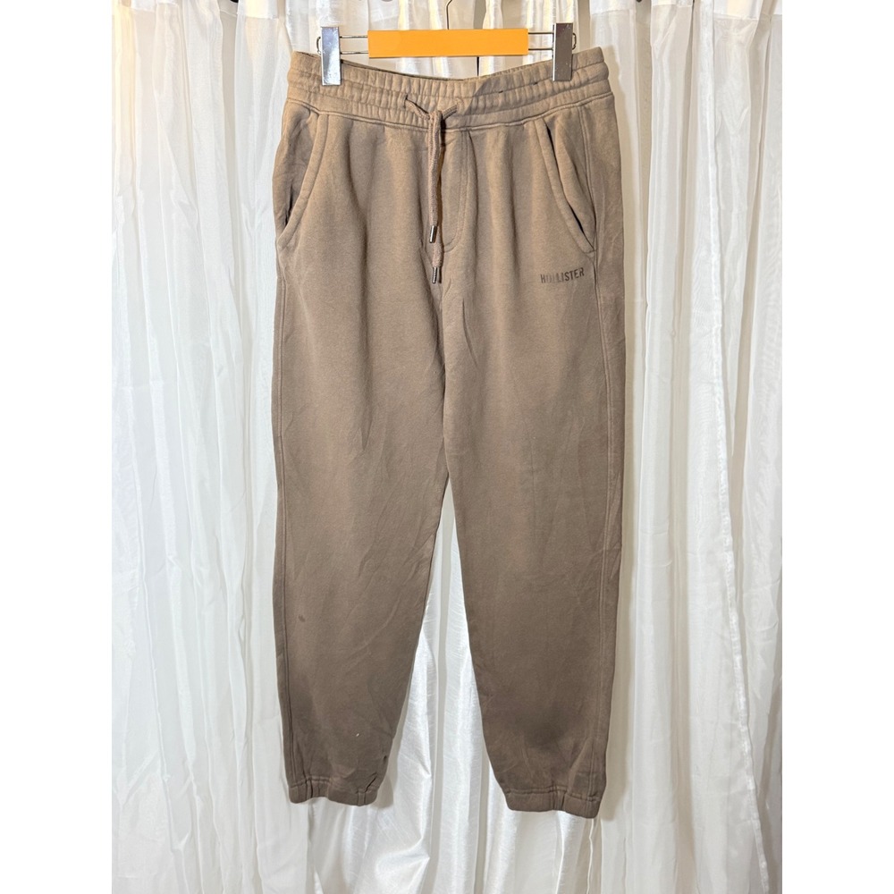Hollister Joggers Mens Medium Brown Fleece Logo Drawstring Sweatpants
